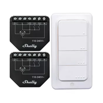 Set de controlador WiFi Shelly Shutter BLU RC Button 4 — relé inteligente para persianas y toldos