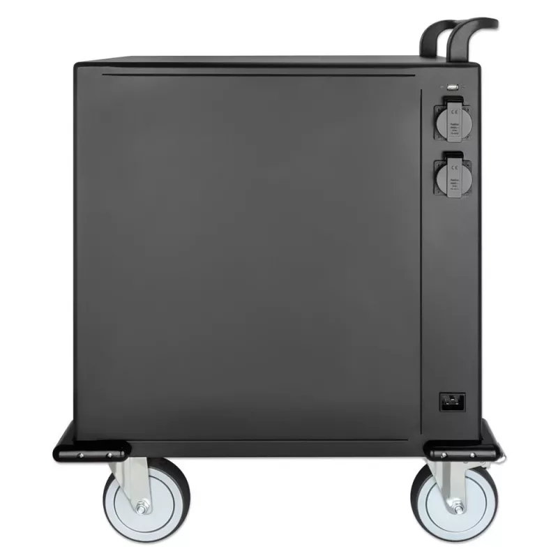 Manhattan Carro/Carrito de carga de 32 tomas por USB-C para iPad hasta 13 pulgadas, MacBook Air hasta 13 pulgadas y Chromebook hasta 14 pulgadas, también otros tablets/smartphones (con cable dispositivo a USB-C), compartimentos 330x22x235 mm, cable de carga de dispositivo no incluido (recomendado cable USB-C 35