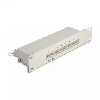 Panel de parcheo DeLOCK 10 pulgadas 8 puertos Cat.6A 1U gris