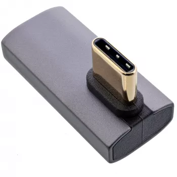 Adaptador USB4 InLine, conector macho/hembra USB-C vertical en ángulo derecha/izquierda, aluminio, gris