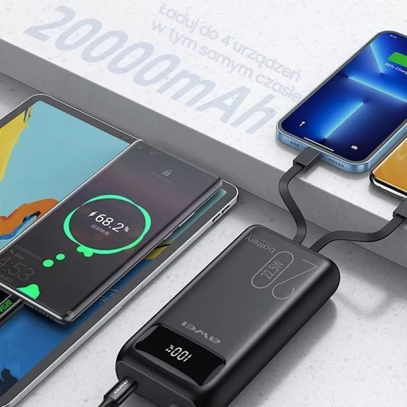 Batería externa 20000mAh P169 K 22.5W USB-C + cable Apple