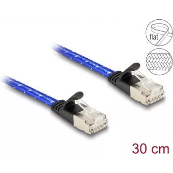 Cable de red DeLOCK RJ45 plano Cat.6A 0,3 m azul