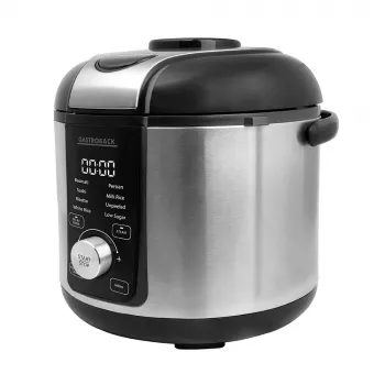 Olla arrocera GASTROBACK Rice Control Low Carb & Steam, 3 L, 450 W, negra/acero inoxidable