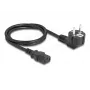 Cable de alimentación DELOCK CEE 7/7 (E+F) a IEC C13 en ángulo de 90°, 1 m, H05VV-F 3x1,00 mm², negro