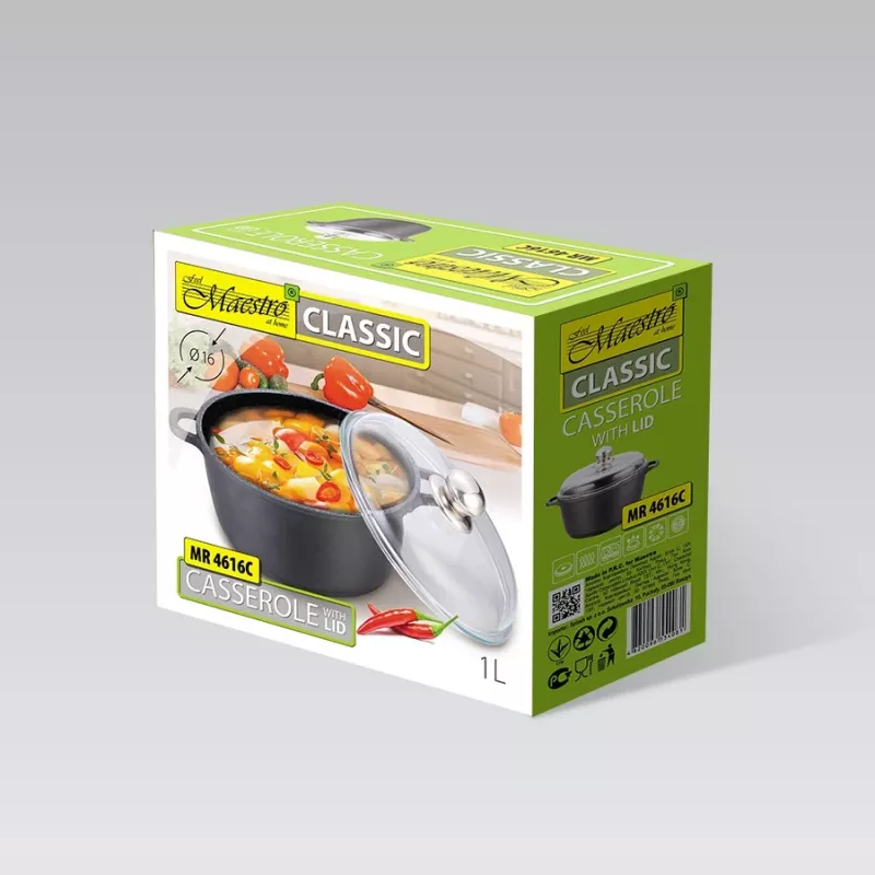 Olla con tapa Maestro MR-4616C 16 cm 1 l Negra