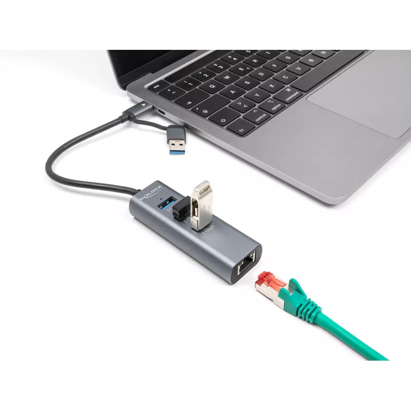 Estación de acoplamiento y replicador de puertos para portátil DeLOCK 64282 con cable USB 3.2 Gen 1 (3.1 Gen 1) Type-C gris (64282)
