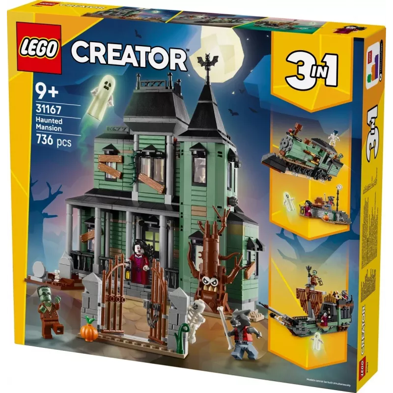 Juguete de construcción LEGO Creator 3 en 1 Casa encantada modelo 31167 – 736 piezas, 3 modelos, 5 minifiguras
