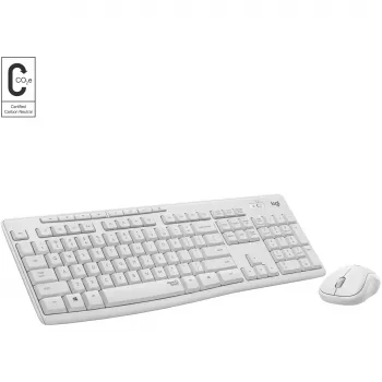 Logitech MK295 Conjunto de teclado y ratón silencioso, Blanco, Inalámbrico vía receptor USB, Distribución suiza, 920-009872
