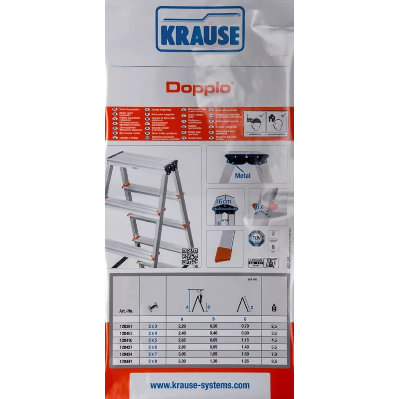Escalera de tijera doble Krause Dopplo plata