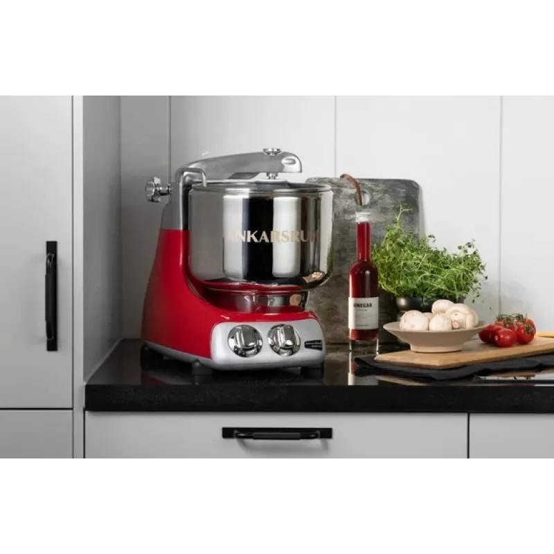Robot de cocina Ankarsrum Assistent Original AKR 6230 RD — 1500 W, bol de acero inoxidable de 7 L, carcasa de metal, Rojo