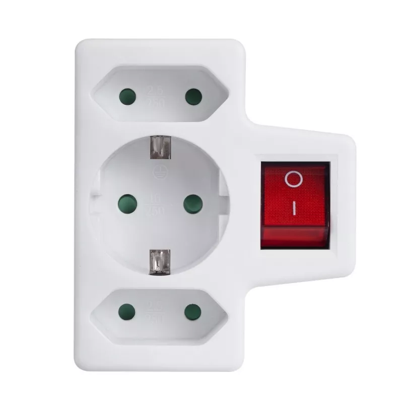 Maclean MCE215 adaptador de enchufe múltiple, 1x16 A + 2x2,5 A Schuko