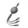 Cable retráctil 3 en 1 FONENG X113 1,1 m negro — Lightning, USB-C, Micro-USB