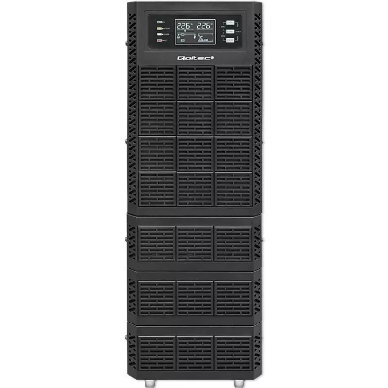 Qoltec 52284 SAI sistema de alimentación ininterrumpida | 10kVA | 10000W | factor de potencia 1,0 | LCD | EPO | USB | online