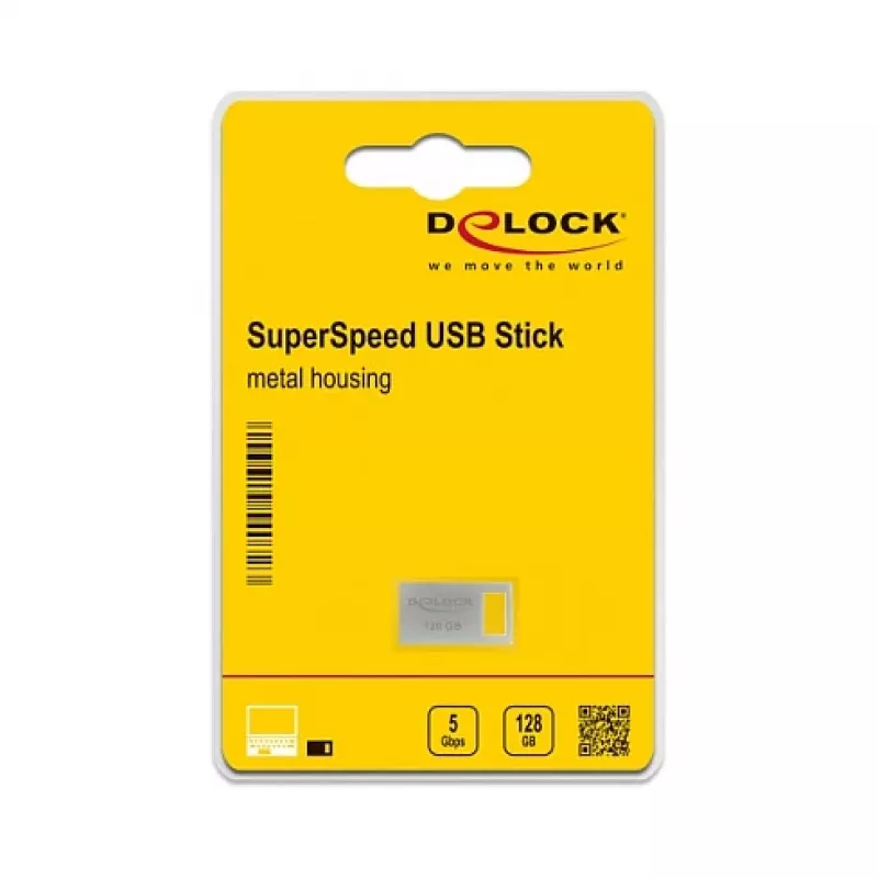 Memoria flash USB DeLOCK 128GB USB Type-A 3.2 Gen 1 carcasa de metal