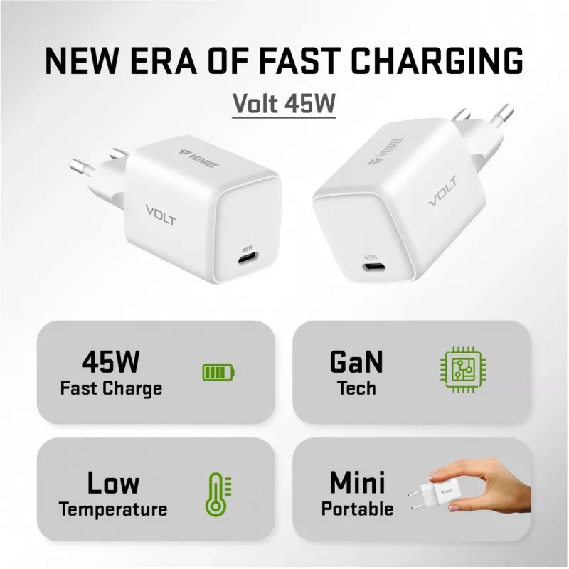 Cargador USB-C YENKEE G45 VOLT 45W Power Delivery 3.0, salida 3A