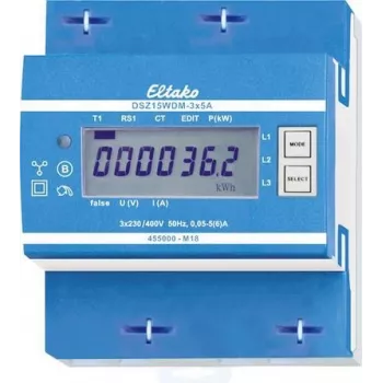 Contador de energía trifásico Eltako DSZ15WDM-3x5A MID — entrada 3×5 A, certificado MID