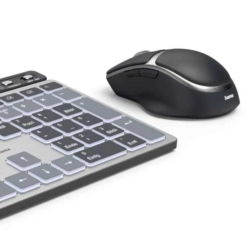 Conjunto de teclado y ratón inalámbrico multidispositivo HAMA WKM-750 — negro, conectividad inalámbrica