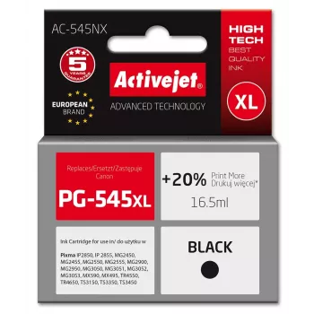 ActiveJet AC-545NX negro tinta pigmentada compatible, sustituye a Canon PG-545XL, alta autonomía 16,5 ml