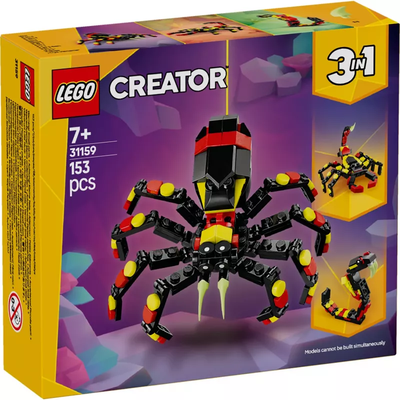 LEGO Creator 3 en 1 modelo de araña construible 31159 — 153 piezas, edad 7+, 110×150×50 mm