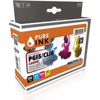 Pure Ink 170745990037 Cartucho de tinta 4 uds. Compatible rendimiento estándar negro - cian - magenta - amarillo (CAN5-8MP4)