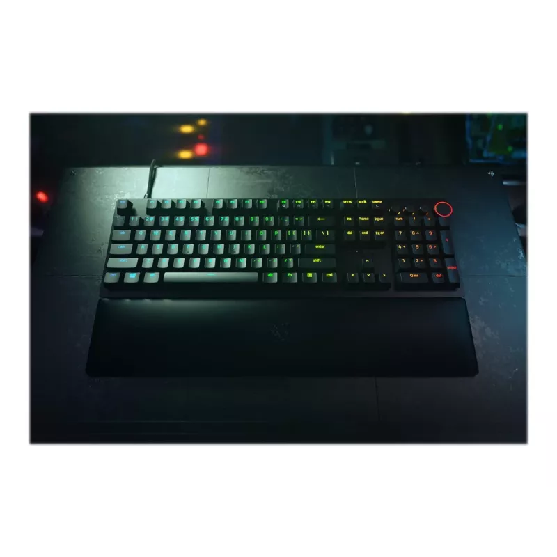 Teclado gaming con cable Razer Huntsman V2 — interruptores ópticos morados clicky, LED RGB