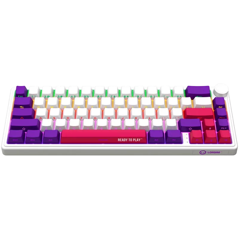 LORGAR KBP70MW, teclado gaming mecánico inalámbrico 65% Pro, blanco, distribución EN