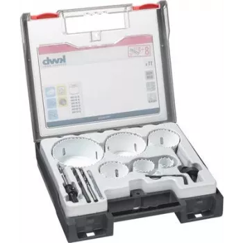 Juego de sierras de corona KWB 598250, 11 piezas — kit de corte para madera, metal y plástico