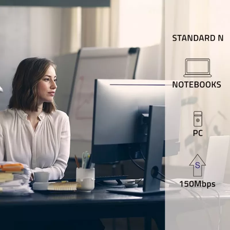 Adaptador USB Wi-Fi mini inalámbrico compacto QOLTEC 57007 – Single-Band 2,4 GHz, hasta 150 Mbit/s, antena interna