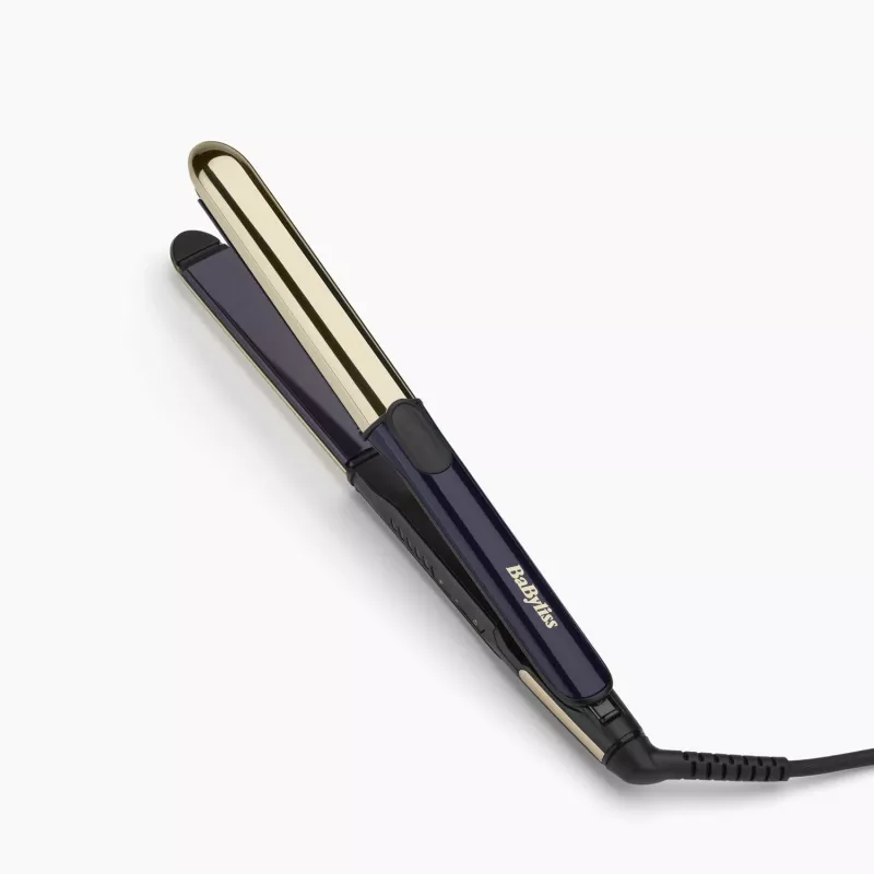 Plancha de pelo BABYLISS ST484E — placas cerámicas, tecnología Warm, 230 V, cable de 3,3 m, negro/oro
