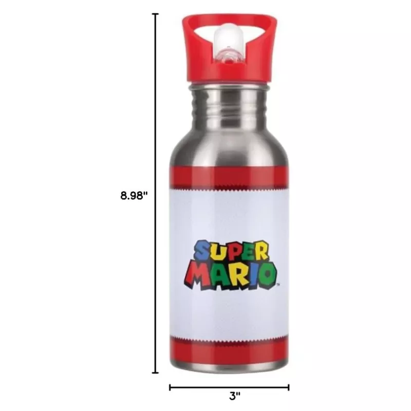 Botella de agua metálica Paladone Super Mario con pajita