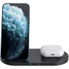 Cargador Base de acoplamiento inalámbrica 2en1 QI 10W/USB-C/LED negra