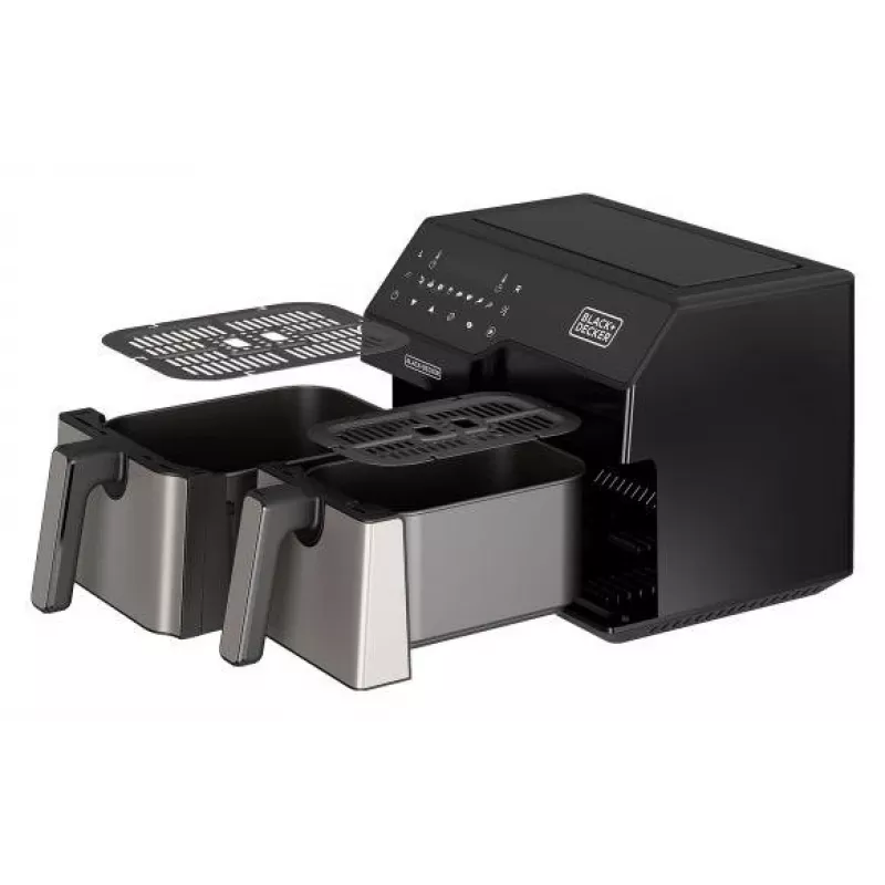 Freidora de aire Black & Decker BXAF9000E Dual Basket 9 L, 2500 W, 80–200 °C, 2 cestas, 8 programas