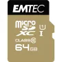 EMTEC Gold+ - tarjeta de memoria flash (adaptador SD incluido) - 64 GB - Class 10 - microSD - dorado (ECMSDM64GXC10GP)