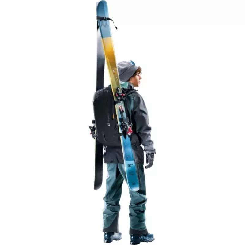 Mochila DEUTER Freerider Pro 34+ — mochila técnica de esquí de travesía freeride, 34 L, negra, portacasco, cinturón lumbar