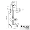 Soporte de TV de suelo Gembird TVS-70T-02 para pantallas de 37 inch-70 inch, máx. 70 kg, VESA 200x200-600x400, inclinable ±5°/-12°, altura ajustable, ruedas, gestión de cables