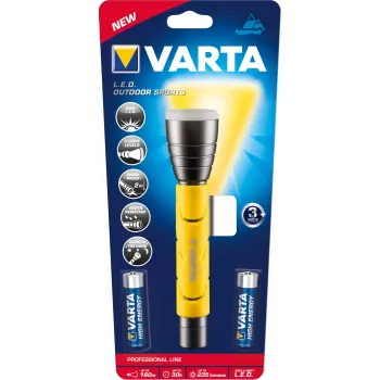 Varta 18628101421 - Linterna de mano - Negro - Amarillo - LED - 1 lámpara - 235 lm - 160 m