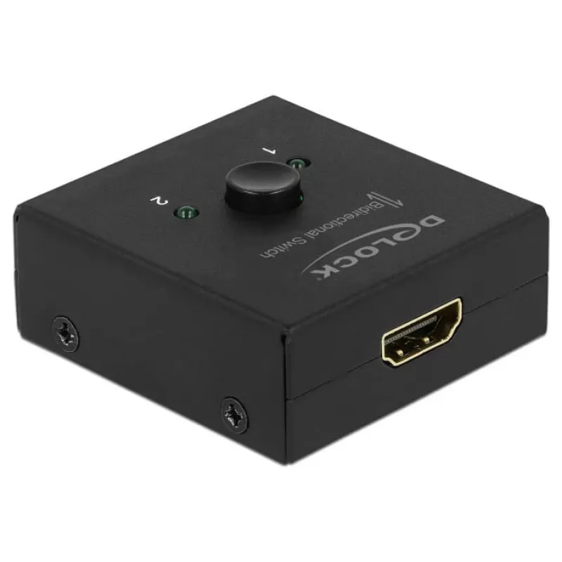 DeLock HDMI 2-1 bidireccional 4K 60 Hz compacto - Retail Box - Conmutador de vídeo/audio - 2 x HDMI - sobremesa (64072)