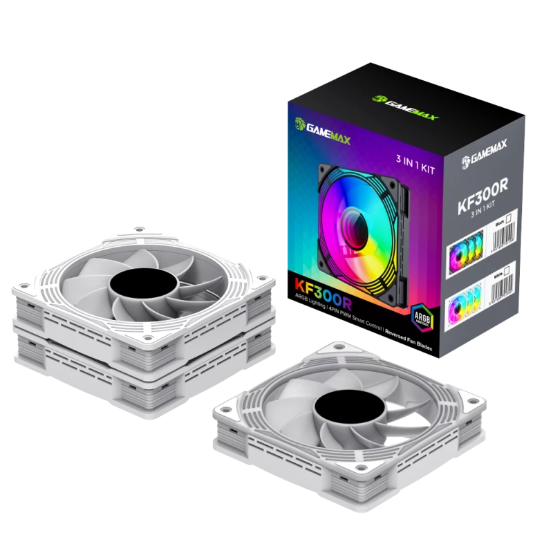 Gamemax | Ventilador de caja | KF300R BK | Blanco