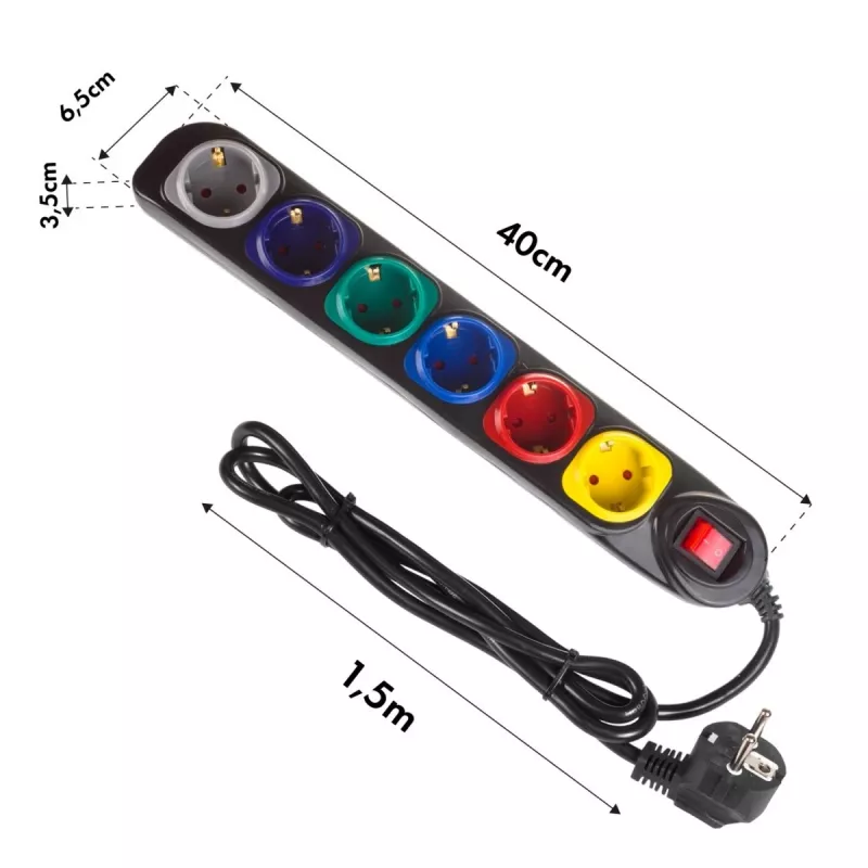 Regleta de enchufes 250VAC/10A 1,5m MCE509 B