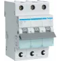 Hager MBS340. Corriente nominal: 40 A. Tipo: característica B, número de módulos (máx.): 3 módulos. Ancho: 52,5 mm, profundidad: 70 mm, alto: 83,4 mm (MBS340)