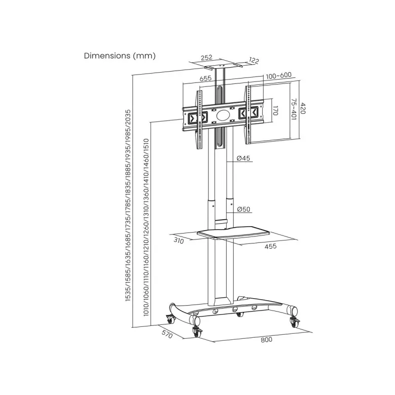 Soporte móvil para TV Art + soporte para televisores de 32-70