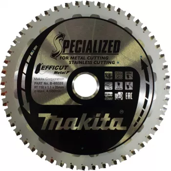 Makita Efficut - hoja de sierra circular - para metal, acero inoxidable, acero - 150 mm - 48 dientes - para Makita DCS553RTJ