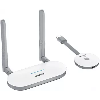 Sistema inalámbrico de transmisión de señal HDMI AV Unitek V1183A01, transmisor y receptor, alcance hasta 50 m