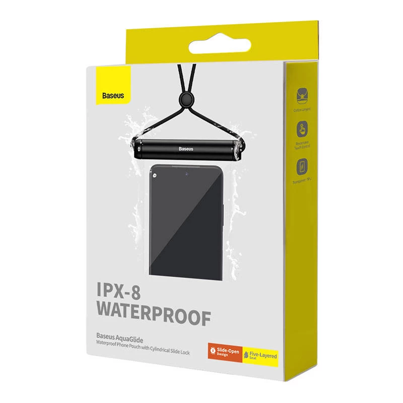 Funda impermeable para móvil Baseus AquaGlide cierre deslizante cilíndrico, negra