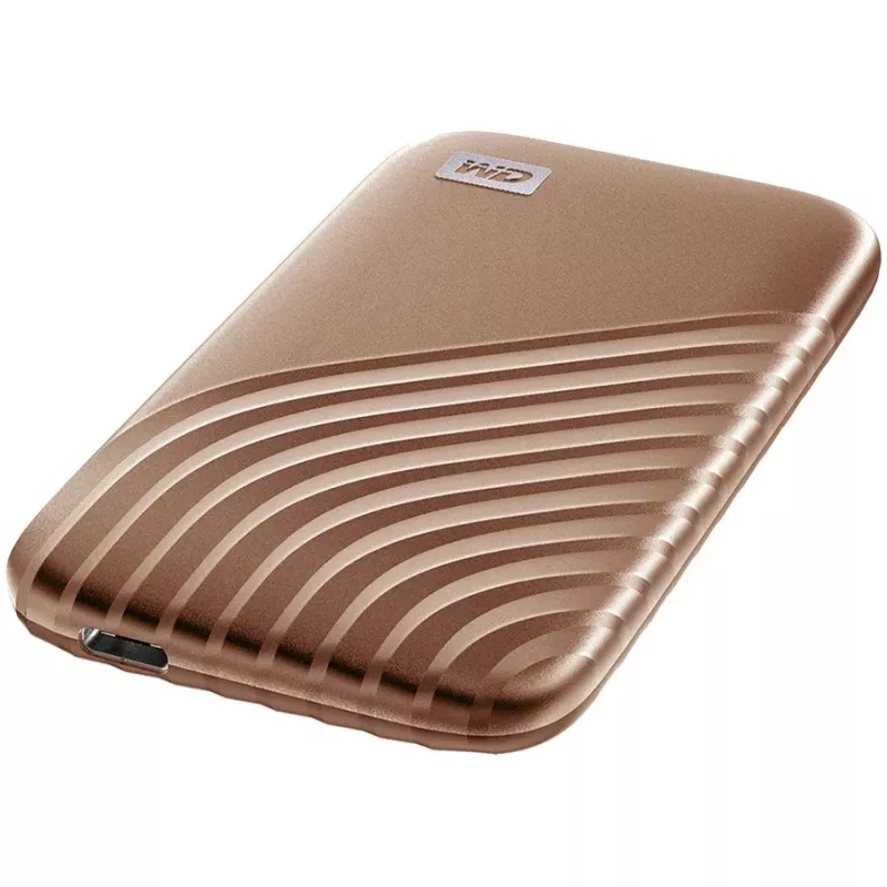 WD My Passport SSD WDBAGF0010BGD - SSD - cifrado - 1 TB - externo (portátil) - USB 3.2 Gen 2 (conector USB-C) - AES de 256 bits - Dorado