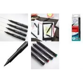 Rotulador de punta fina STABILO dr!ver Medium negro azul verde rojo 4 uds.