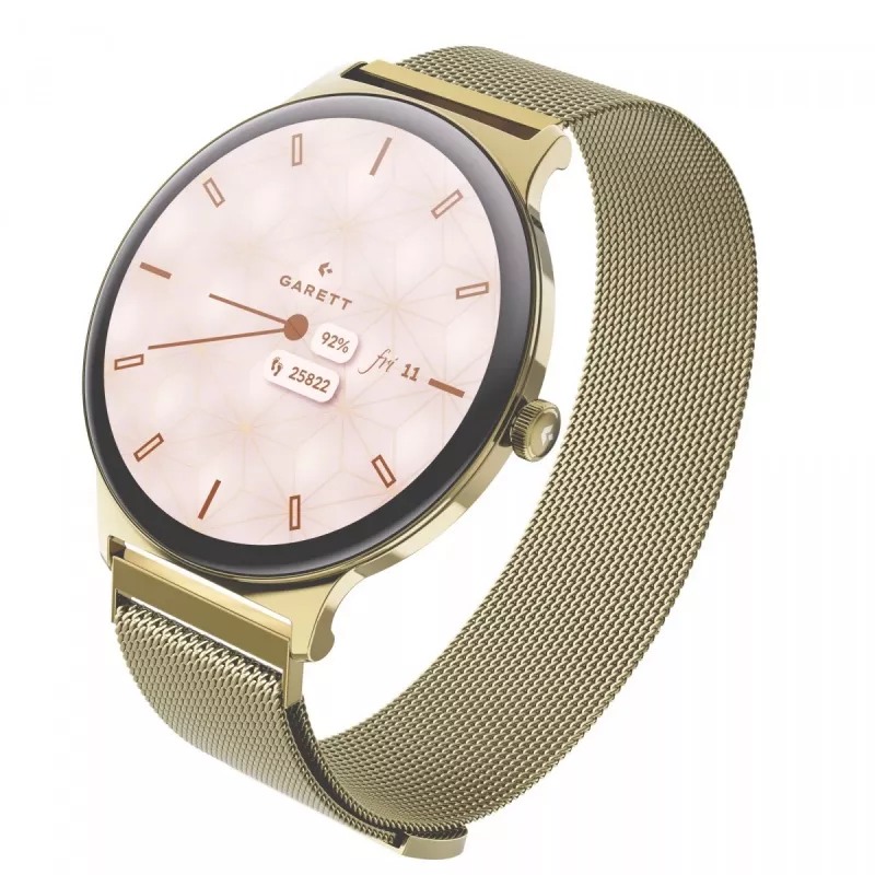 Smartwatch Garett Verona 2 Gold Mesh con Bluetooth y medidor de frecuencia cardíaca