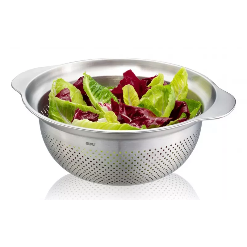 GEFU colador de cocina PREMIO G-28132, 27 cm malla de acero inoxidable, colador de mano