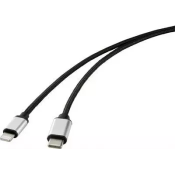 Renkforce Cable de conexión USB para móvil [1x conector macho USB 3.0 C - 1x conector macho Apple Lightning] 1,00 m negro (RF-4353446)
