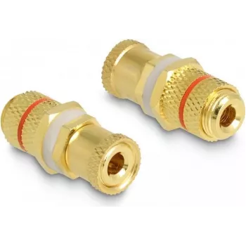 Adaptador de audio DeLOCK conector hembra a conector hembra anillo rojo 2 x conector hembra oro